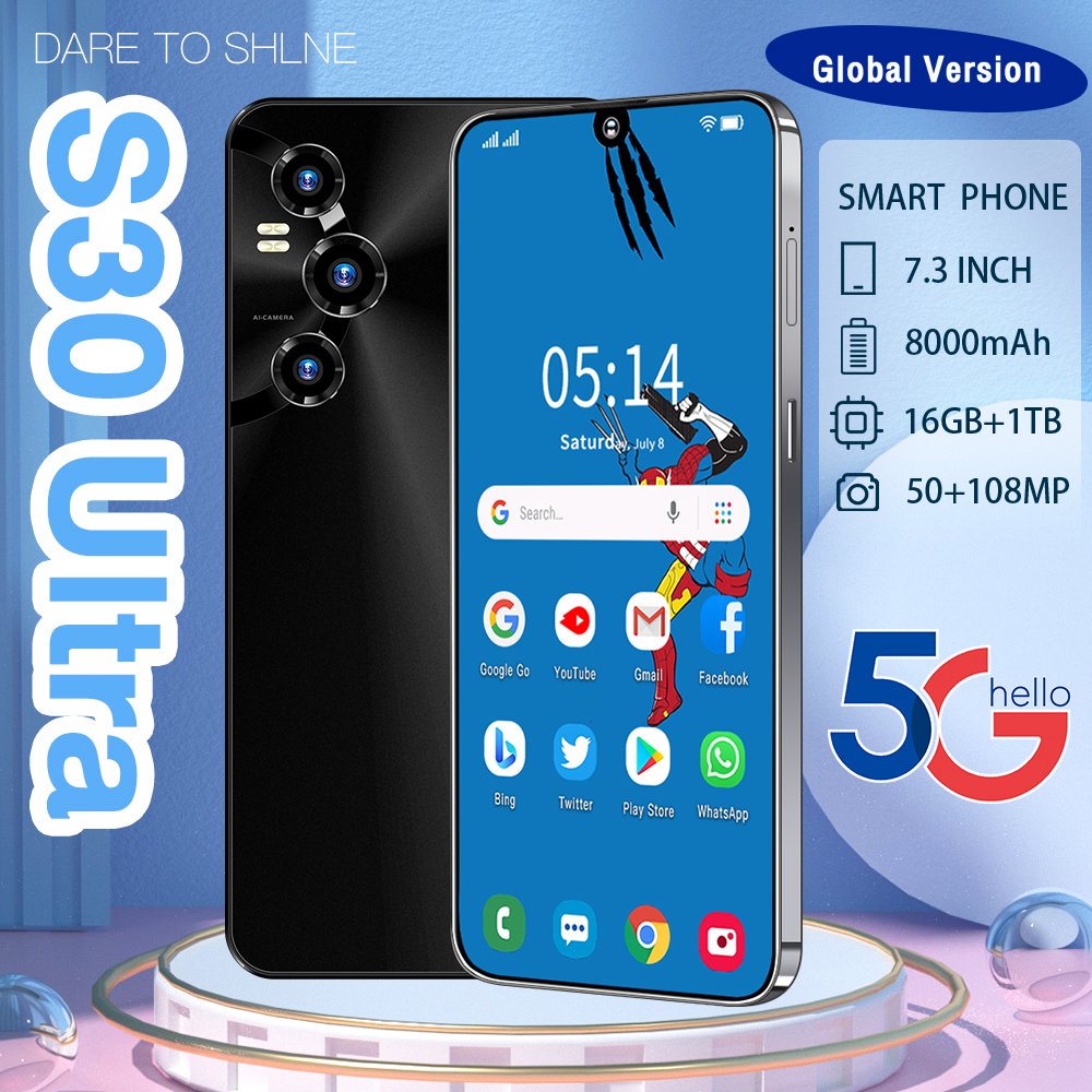 New Mainstream Flagship Smartphone S30 ultra HD Screen 16+512 Memory Android Mobile Game Video Phone Low Price
